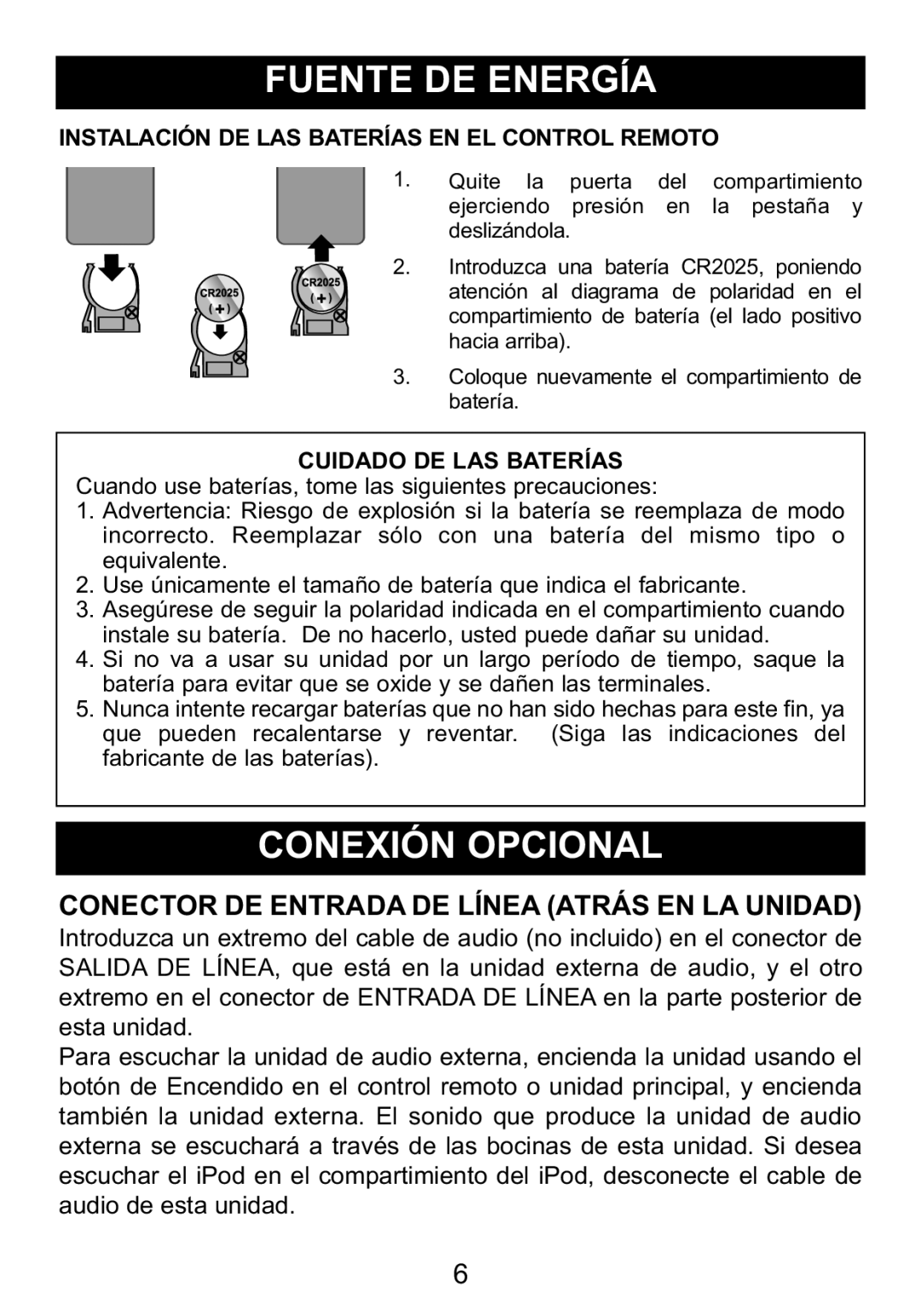 Memorex M12001 manual Instalación De Las Baterías En El Control Remoto, Cuidado De Las Baterías 