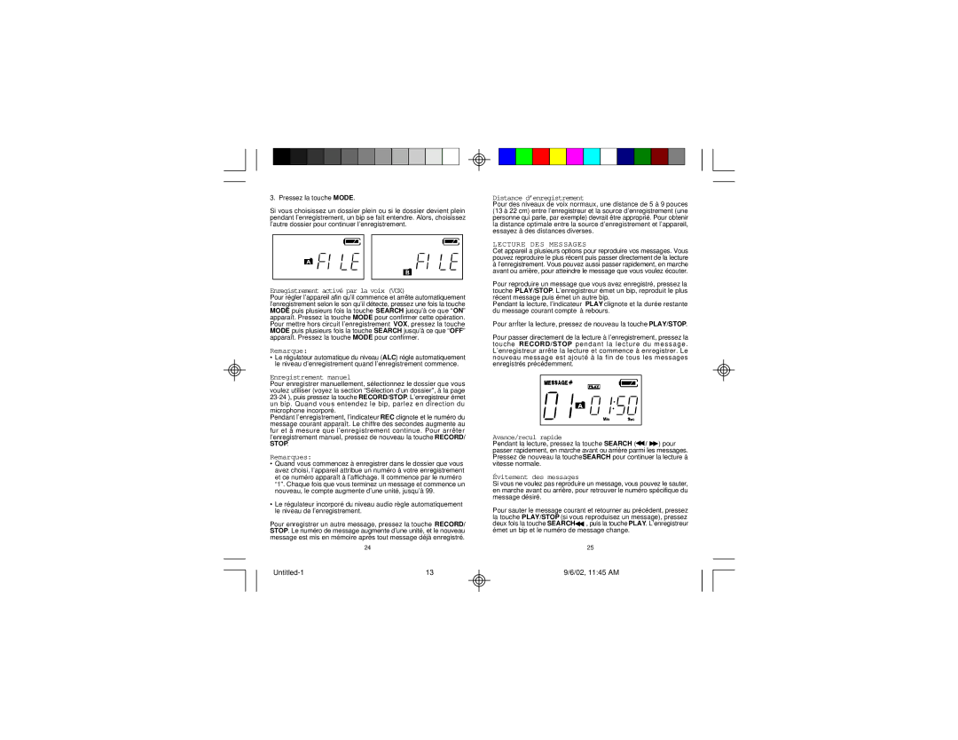 Memorex MB002 manual Lecture DES Messages 