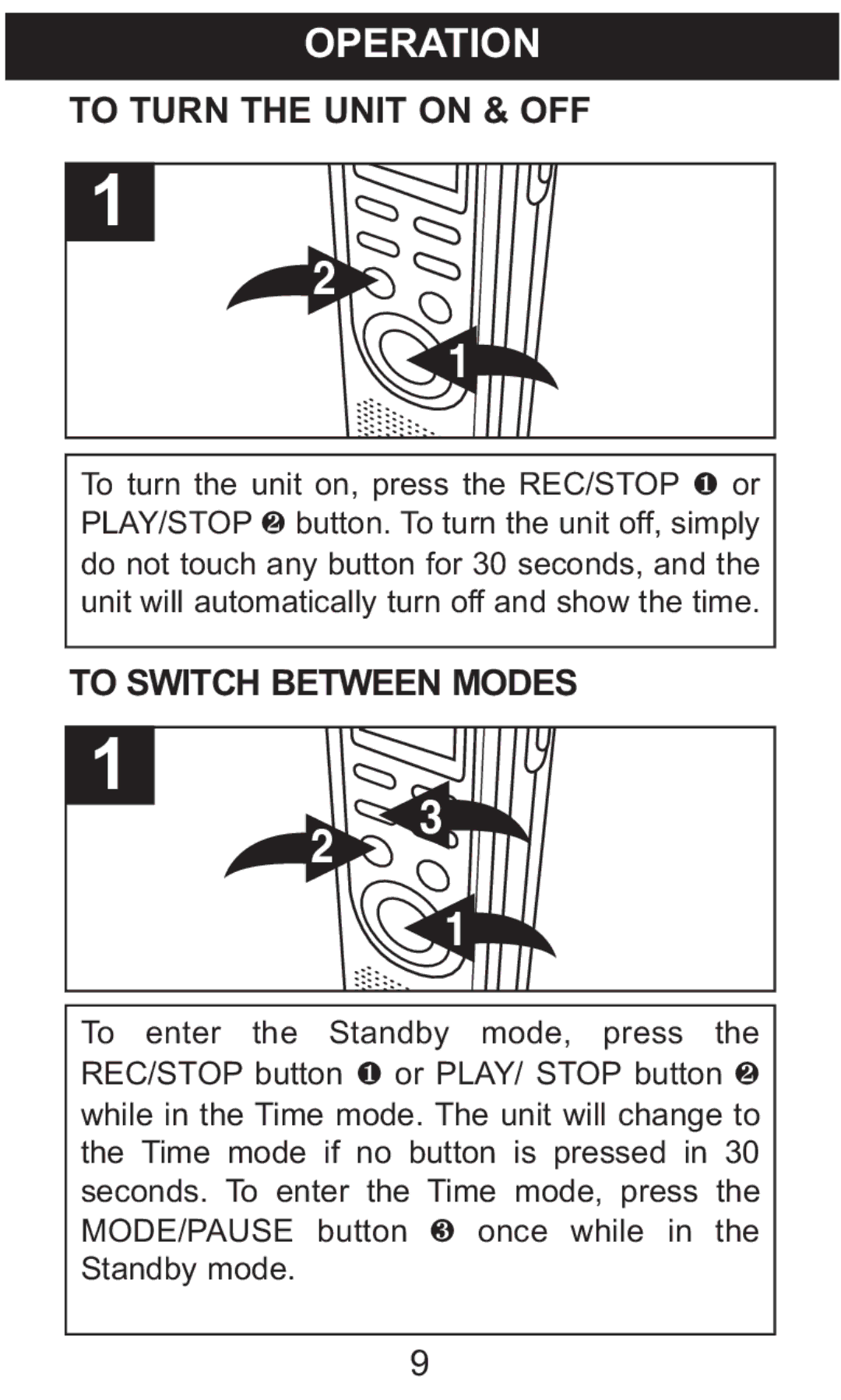 Memorex MB2059B manual To Turn the Unit on & OFF, To Switchbetweenmodes 