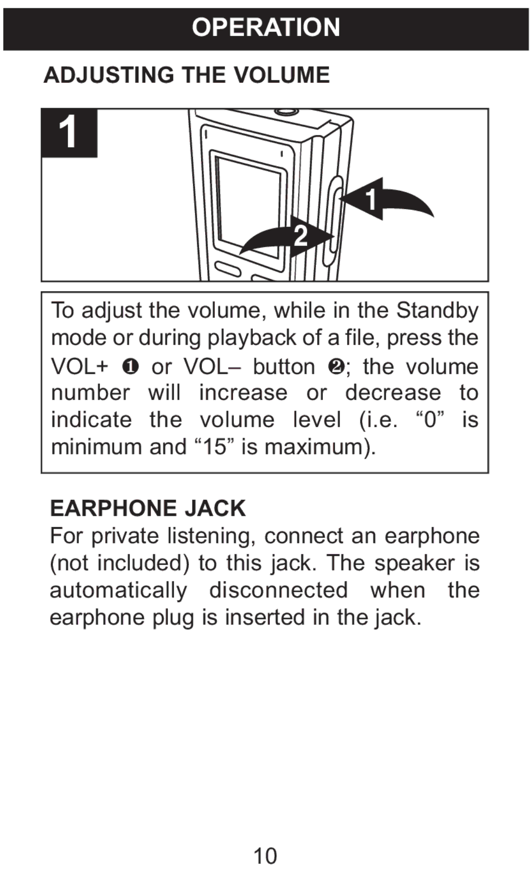 Memorex MB2059B manual Adjusting the Volume, Earphone Jack 