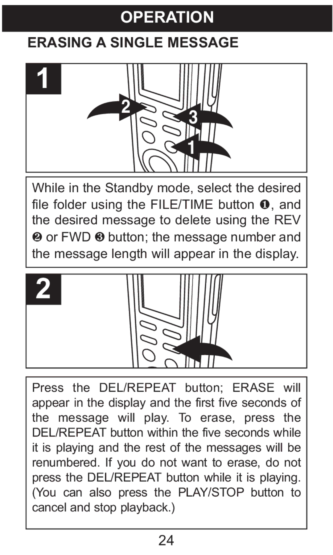 Memorex MB2059B manual Erasing a Single Message 