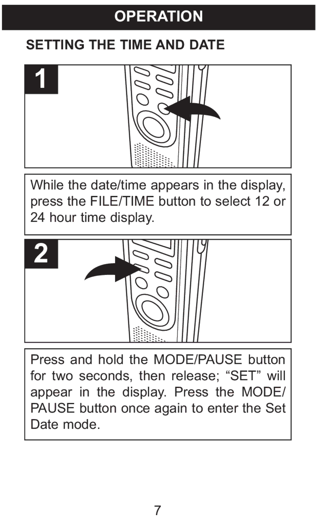 Memorex MB2059B manual Operation, Setting the Time and Date 