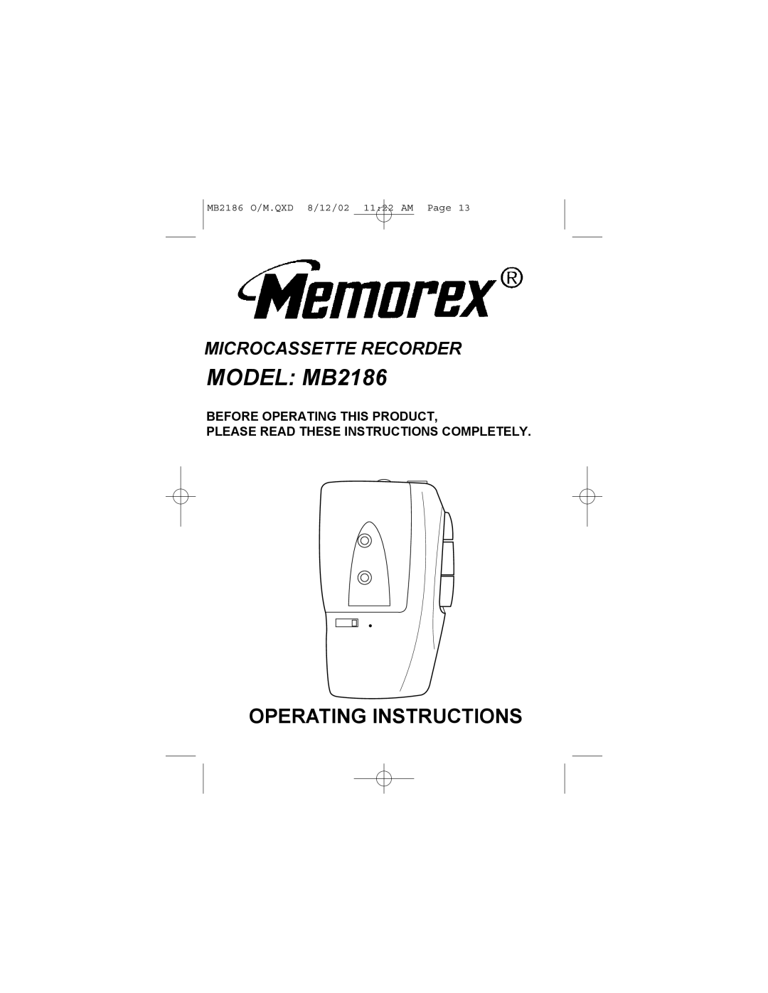 Memorex manual Model MB2186 