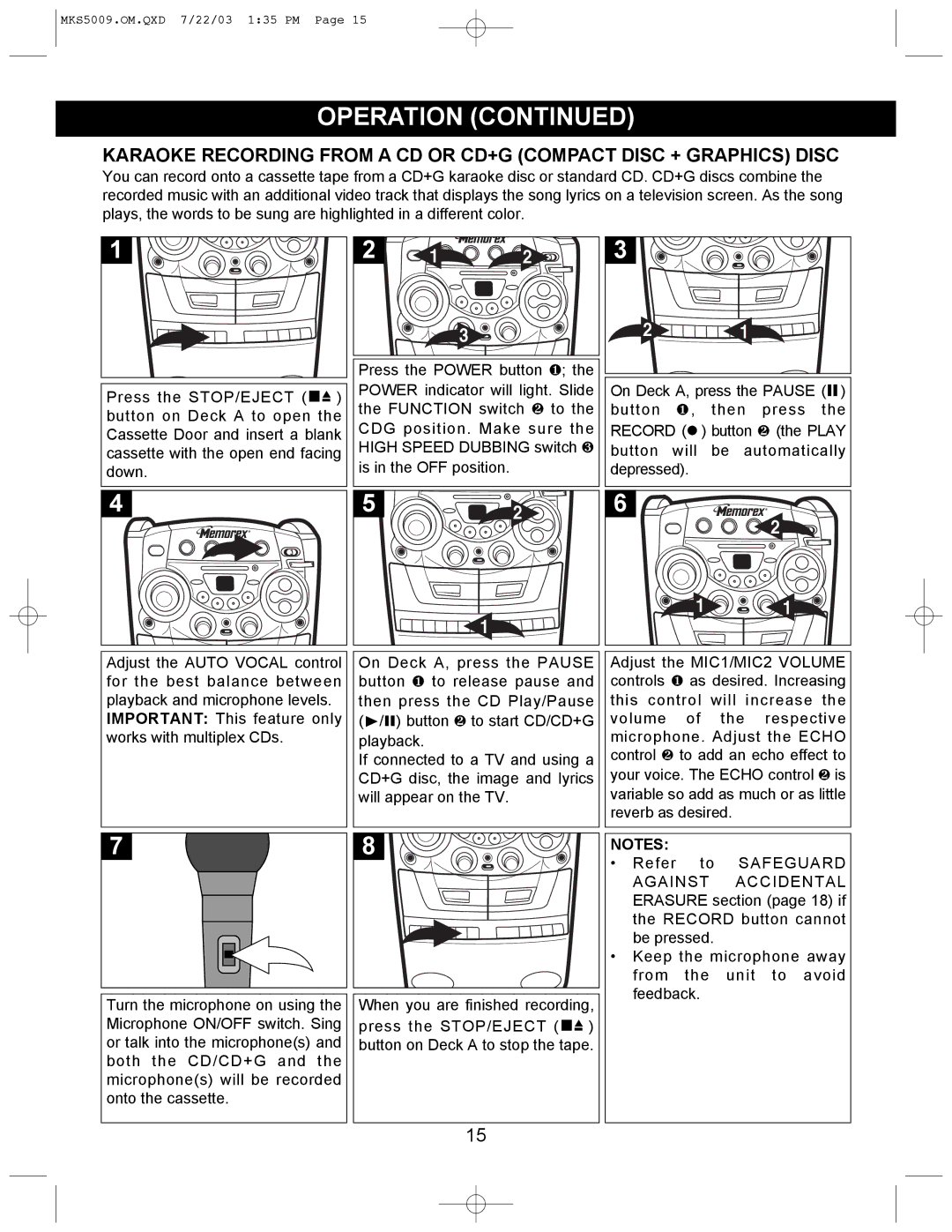 Memorex MB2186A manual Safeguard 