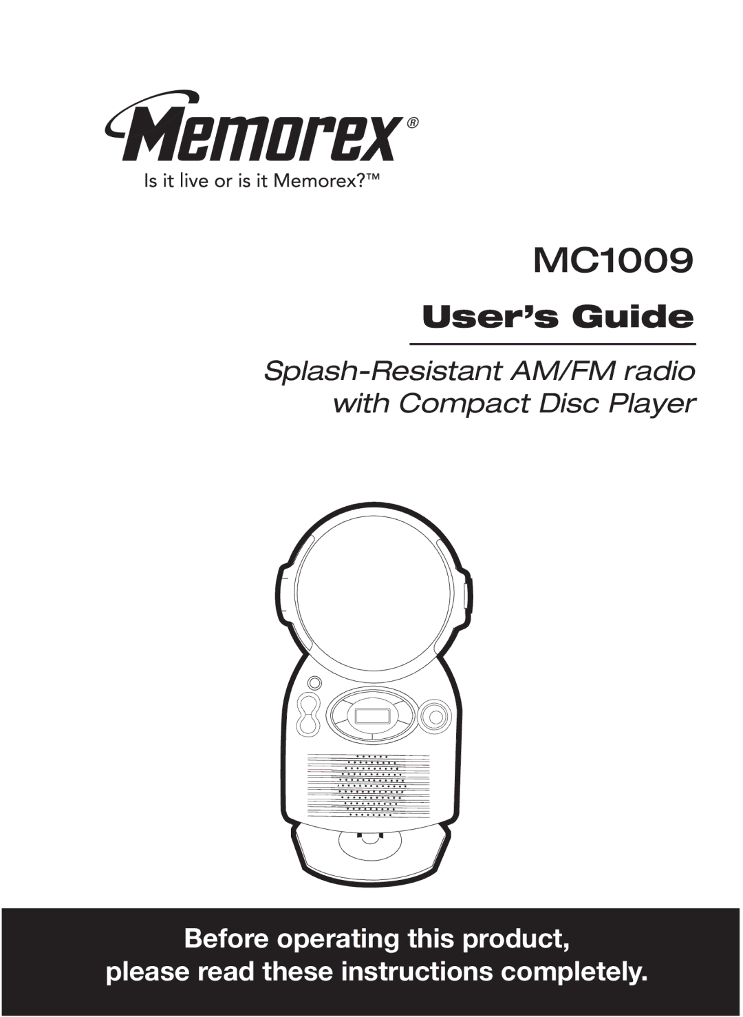 Memorex MC1009 manual 