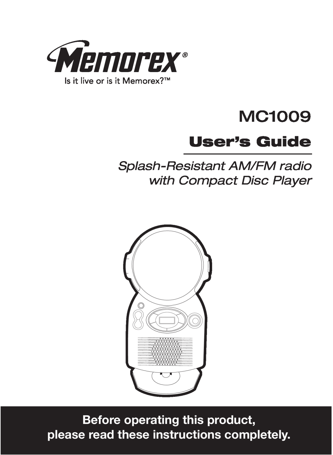 Memorex MC1009 manual User’s Guide, Before operating this product, please read these instructions completely 