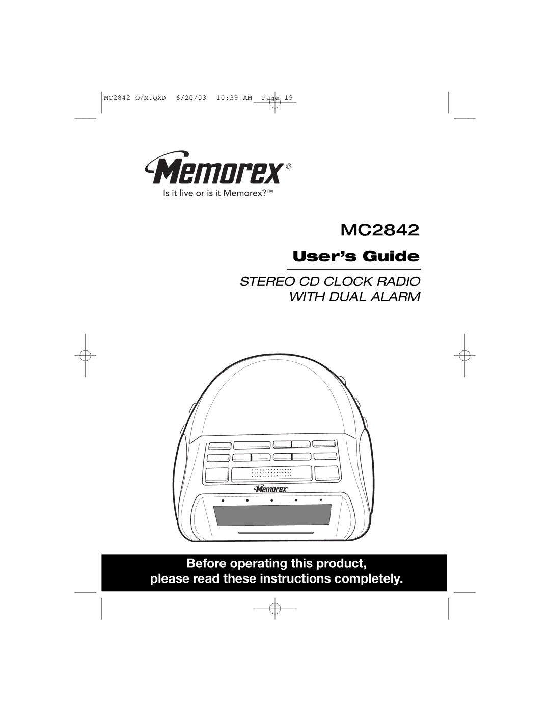 Memorex MC2842 manual 