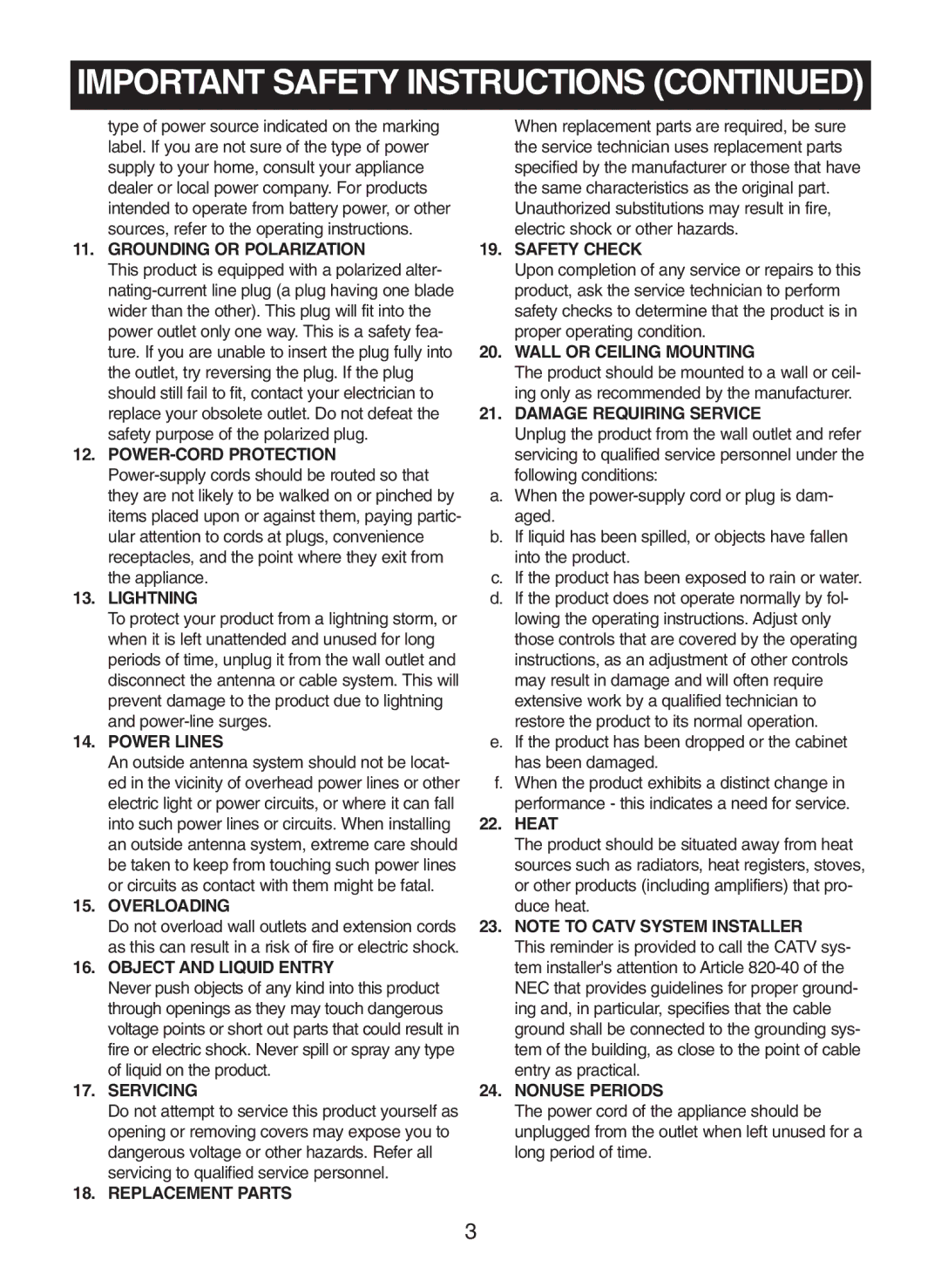 Memorex MC2863 manual Important Safety Instructions 