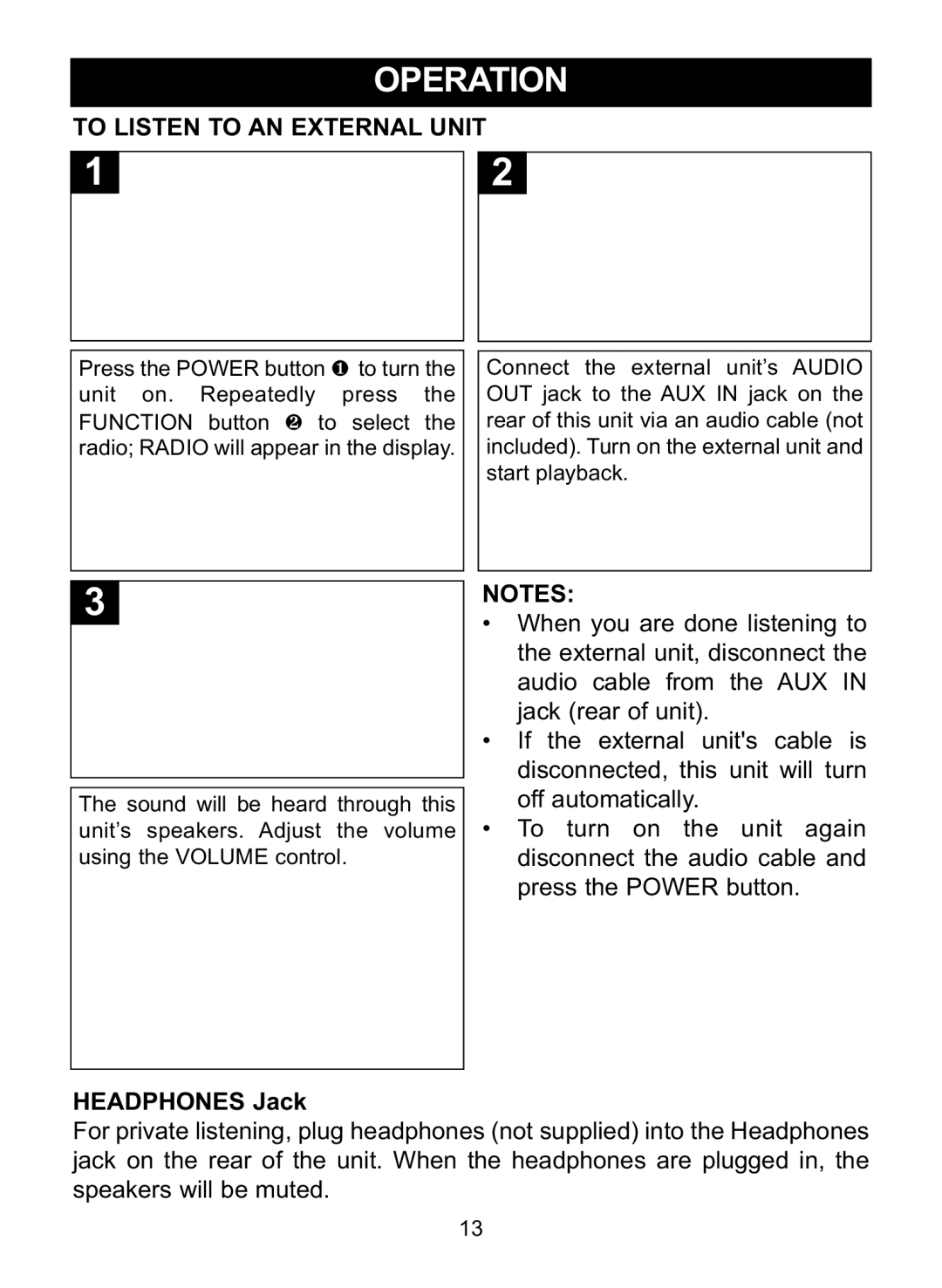 Memorex MC2864 manual To Listen to AN External Unit, Headphones Jack 