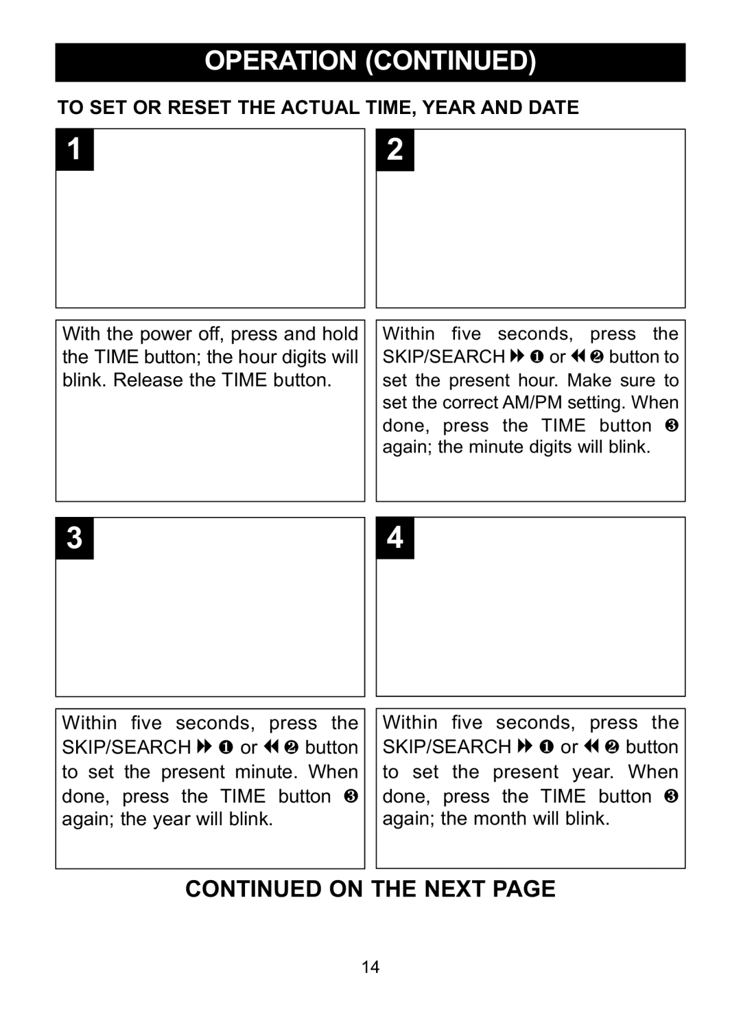 Memorex MC2864 manual To SET or Reset the Actual TIME, Year and Date 