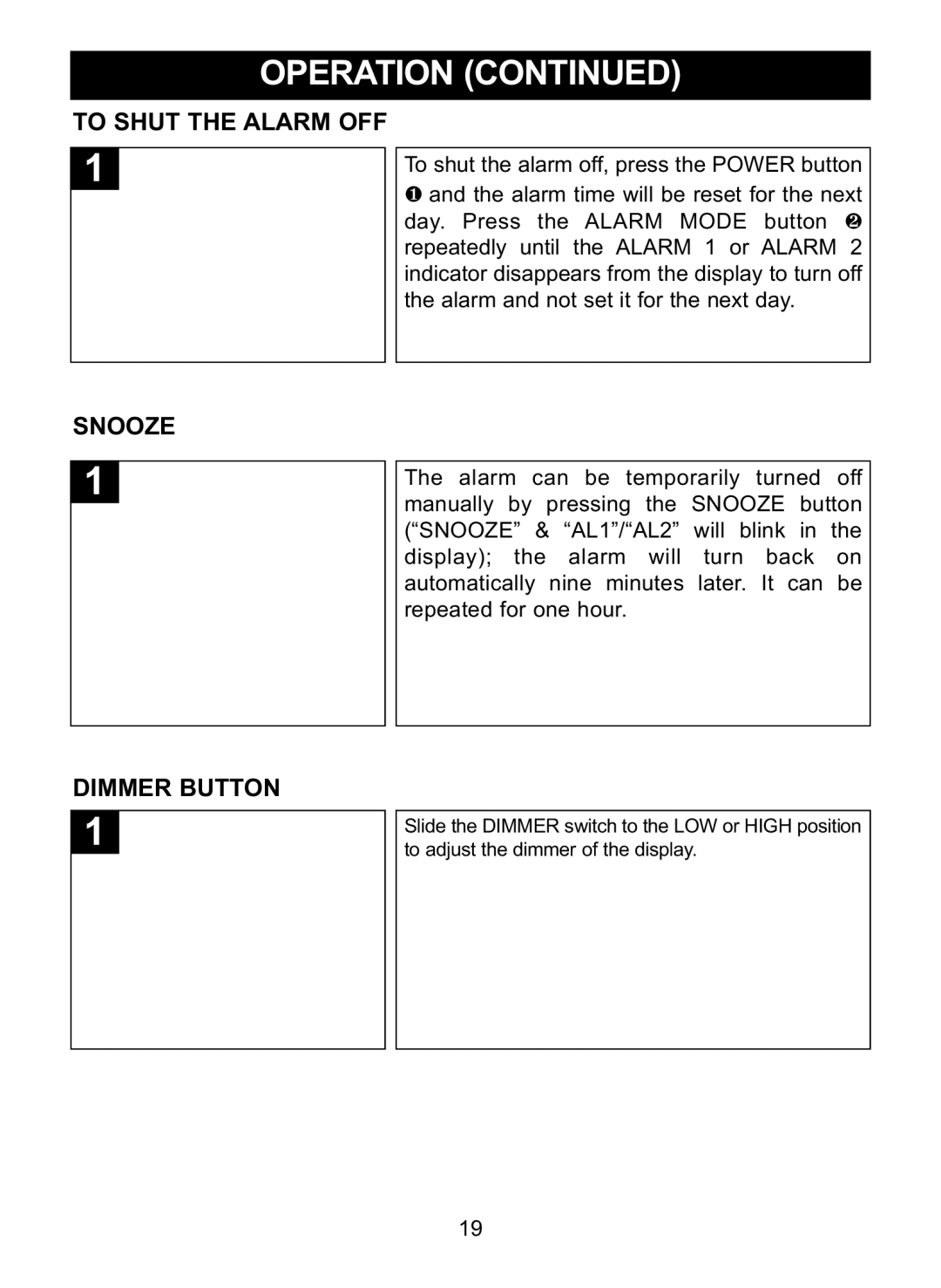 Memorex MC2864 manual To Shut the Alarm OFF, Snooze, Dimmer Button 