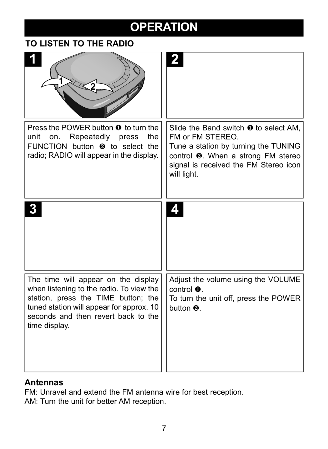 Memorex MC2864 manual Operation, To Listen to the Radio 