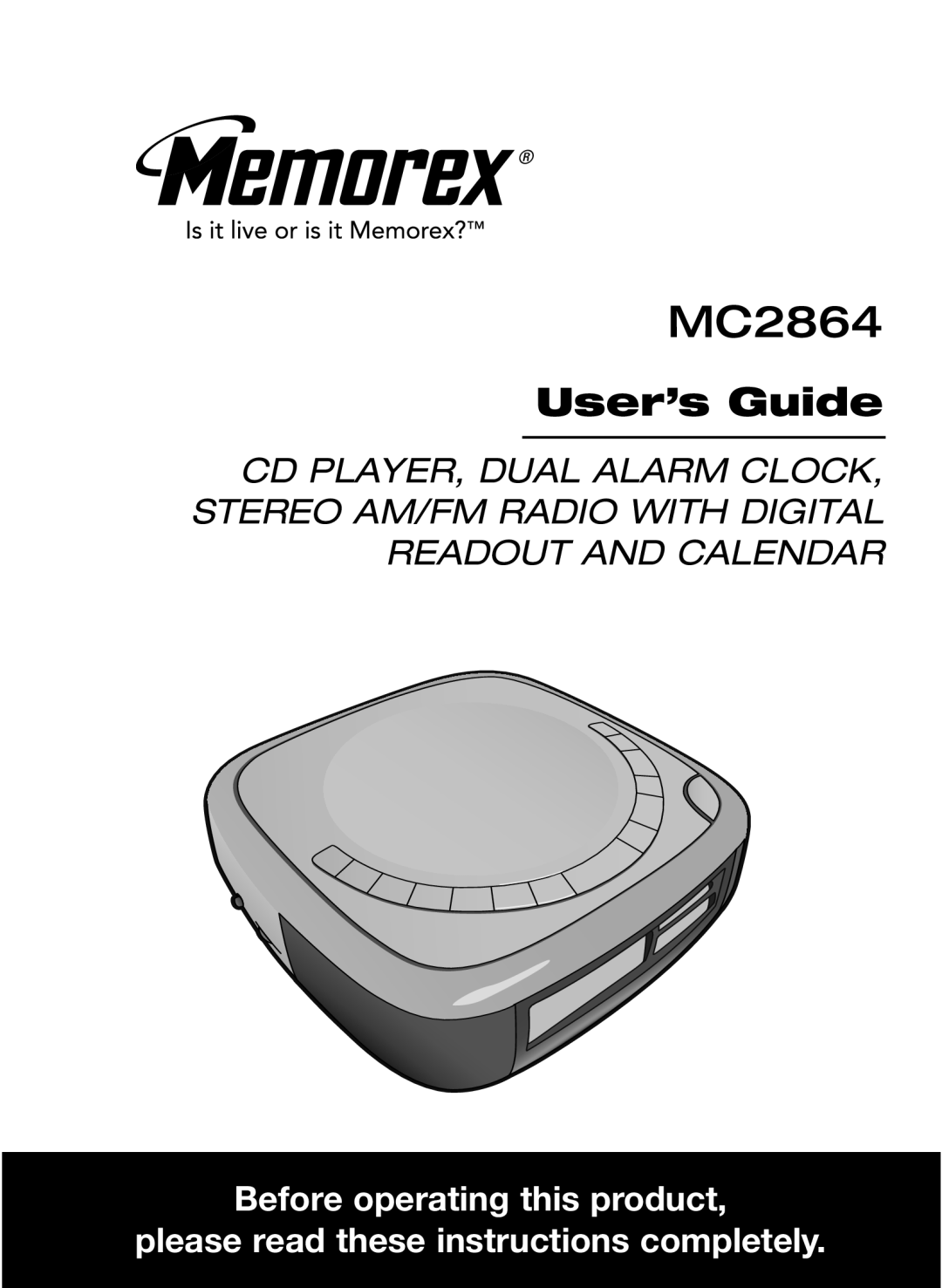 Memorex MC2864 manual Before operating this product, please read these instructions completely, User’s Guide 