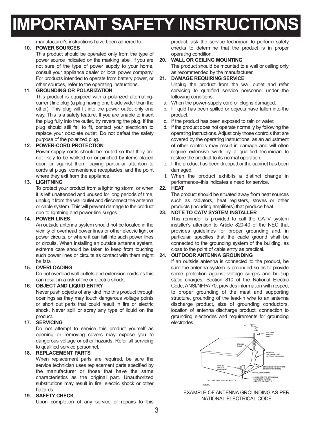 Memorex MC2864 manual Important Safety Instructions 