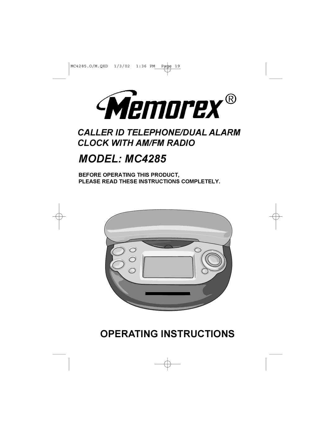 Memorex operating instructions Model MC4285 