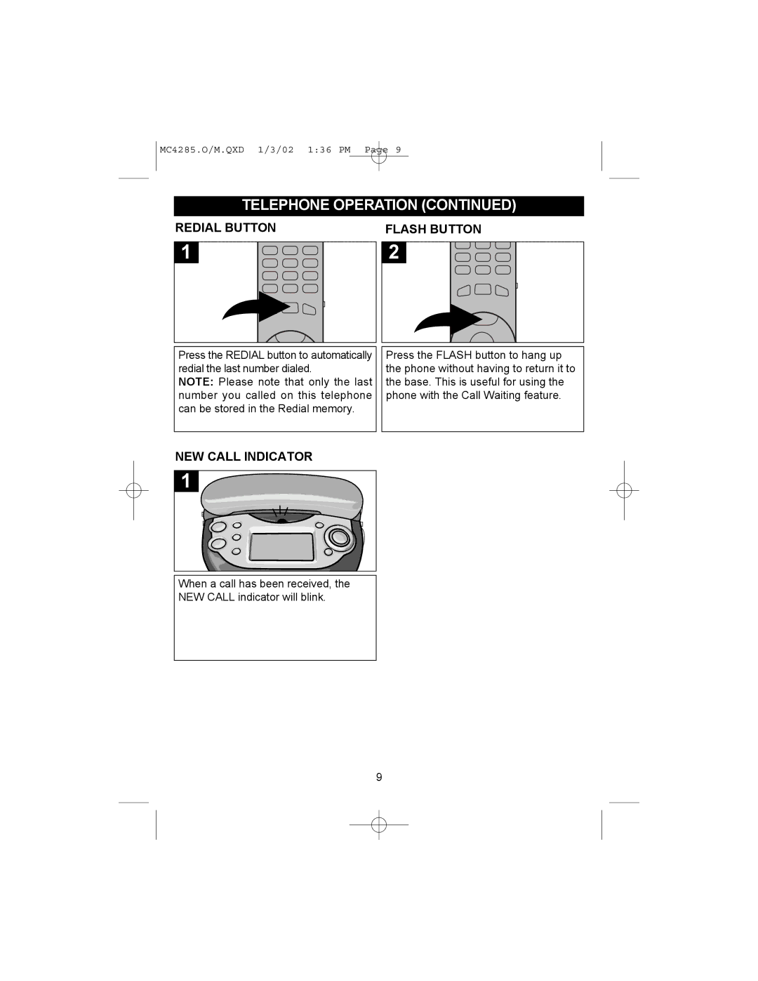 Memorex MC4285 operating instructions Redial Button Flash Button, NEW Call Indicator 