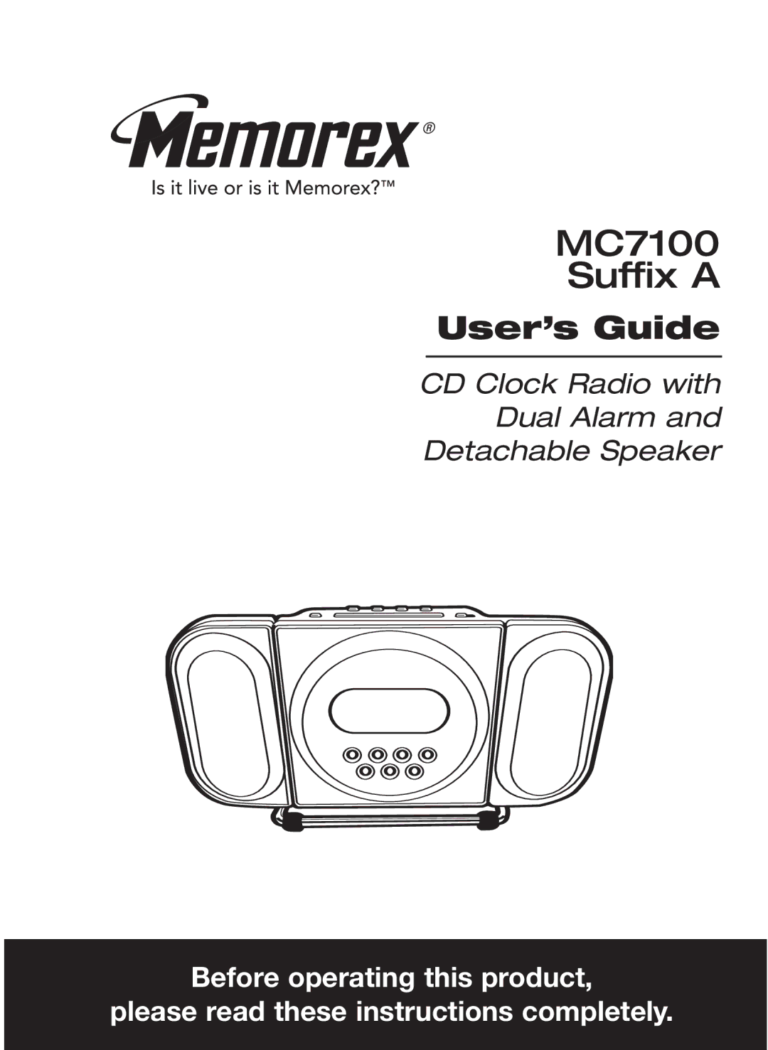 Memorex manual MC7100 Suffix a 