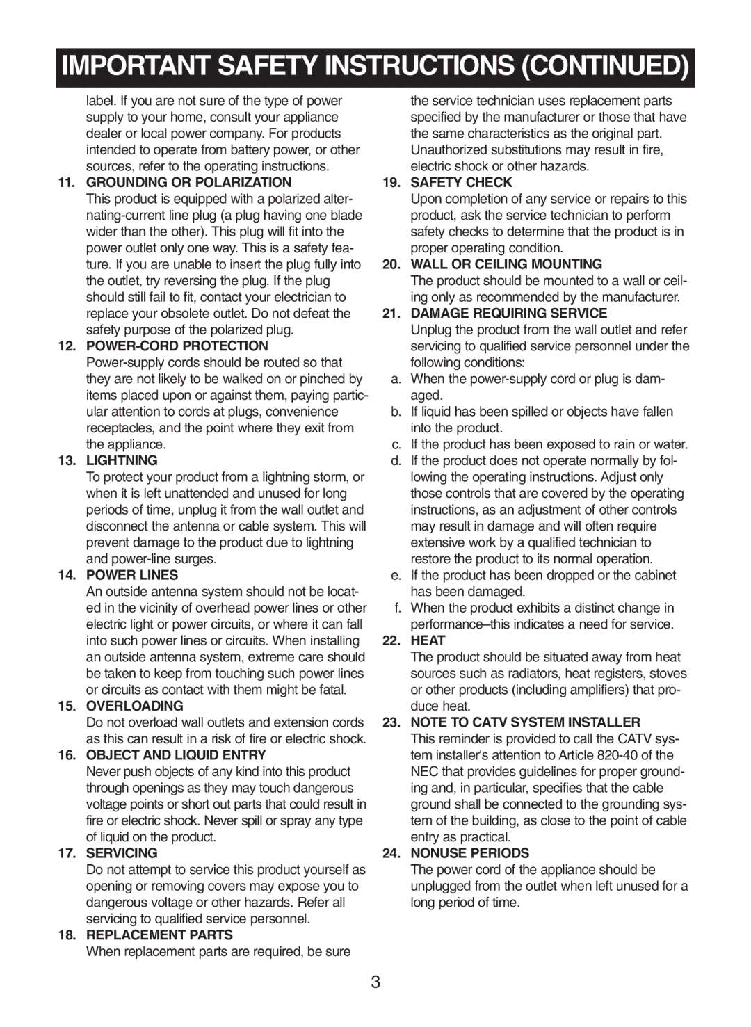 Memorex MC7100 manual Important Safety Instructions 