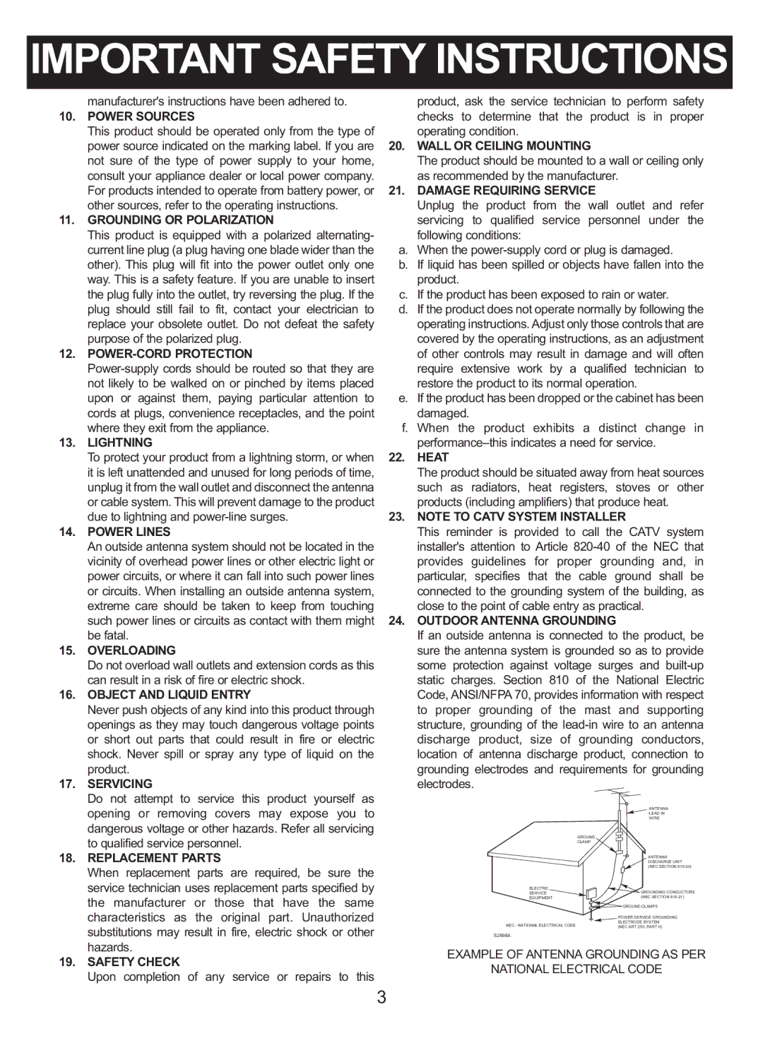 Memorex MC7101 manual Important Safety Instructions 