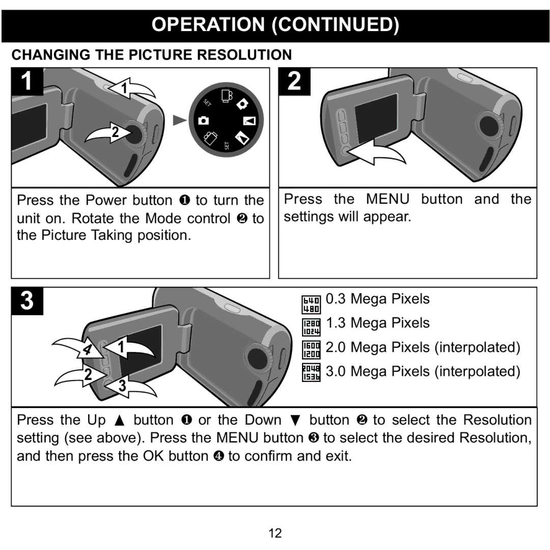 Memorex MCC215 manual Changing the Picture Resolution 