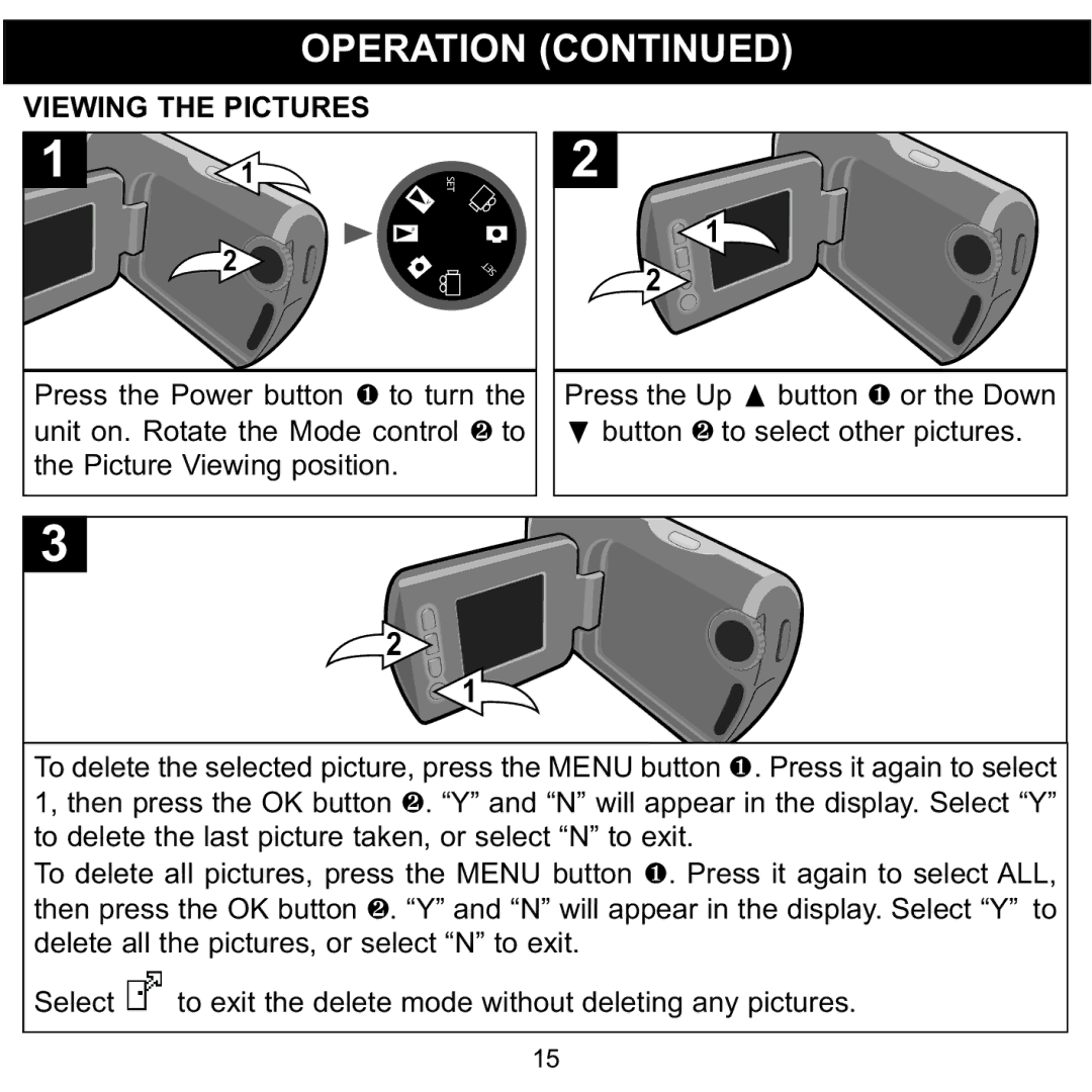 Memorex MCC215 manual Viewing the Pictures 