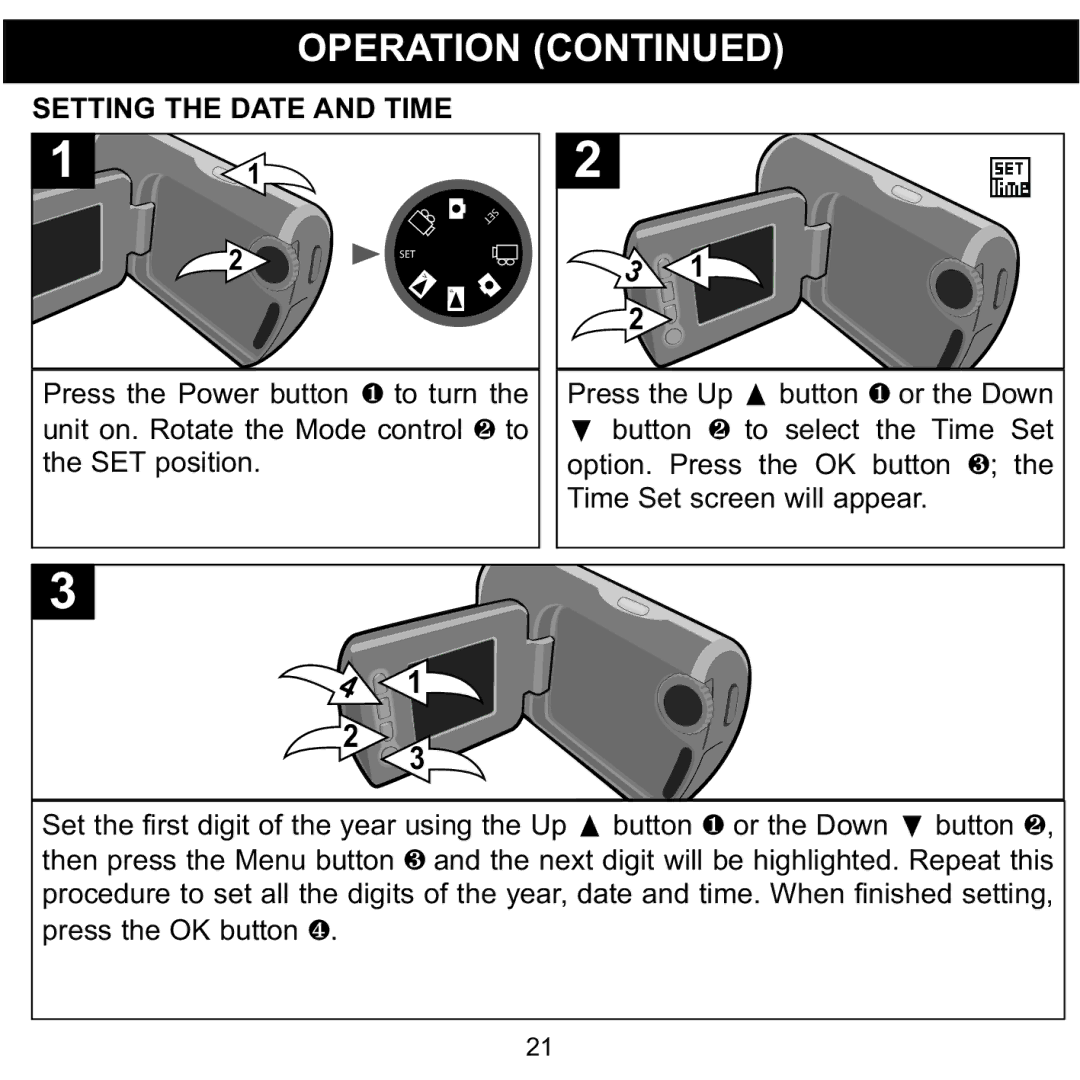 Memorex MCC215 manual Setting the Date and Time 