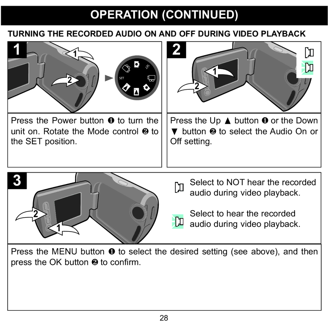 Memorex MCC215 manual Turning the Recorded Audio on and OFF During Video Playback 