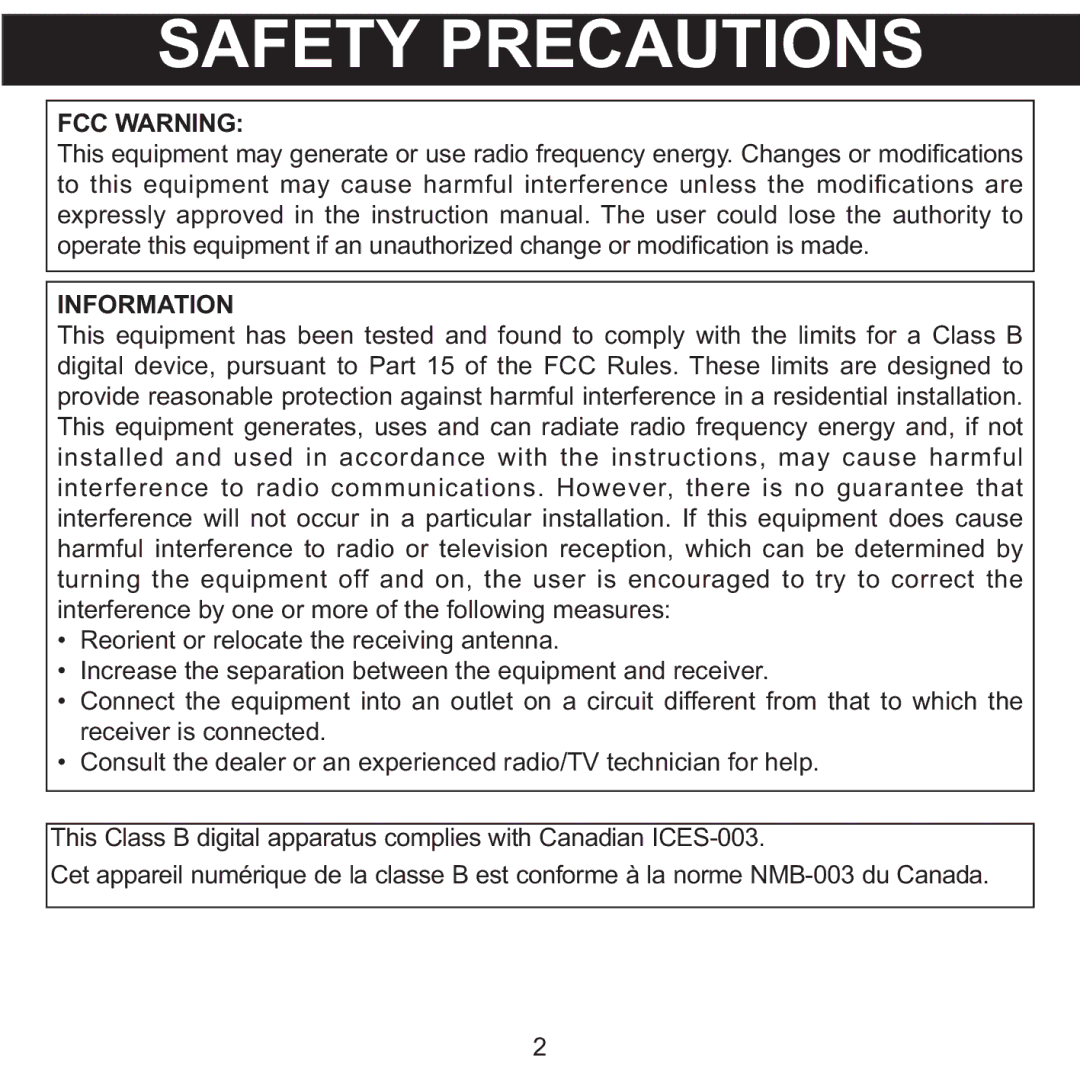 Memorex MCC215 manual Safety Precautions 