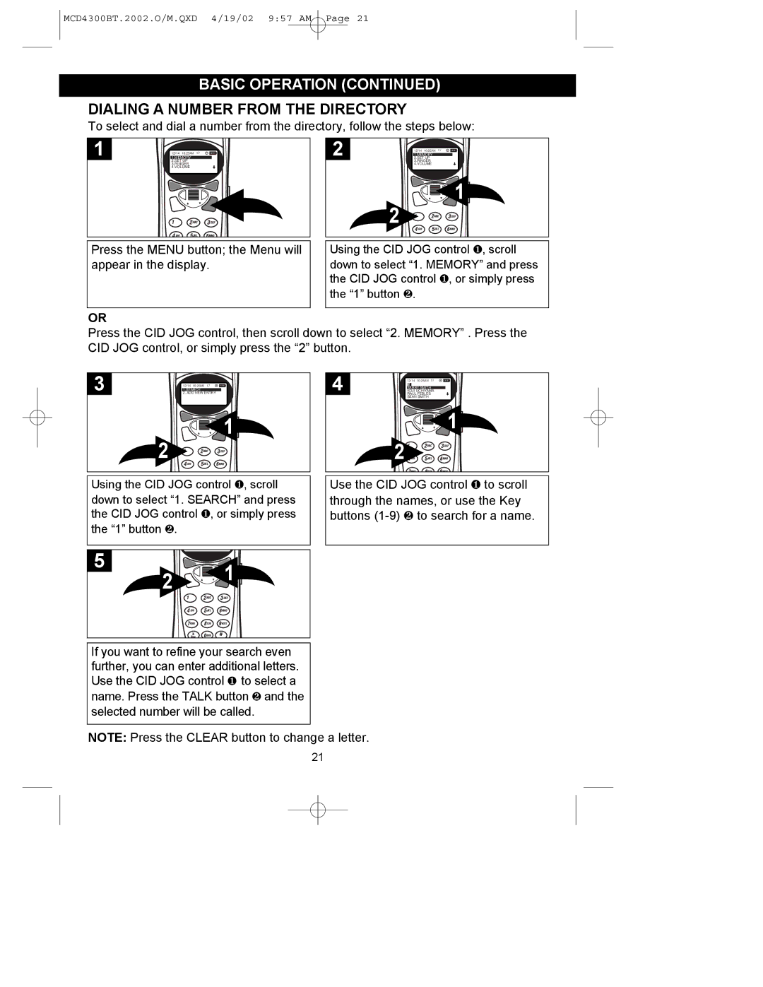 Memorex MCD4300BT operating instructions Dialing a Number from the Directory 