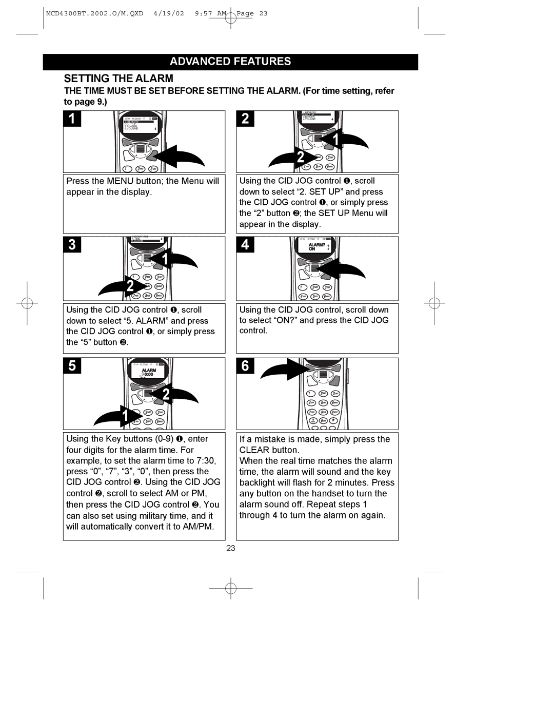 Memorex MCD4300BT operating instructions Advanced Features, Setting the Alarm 