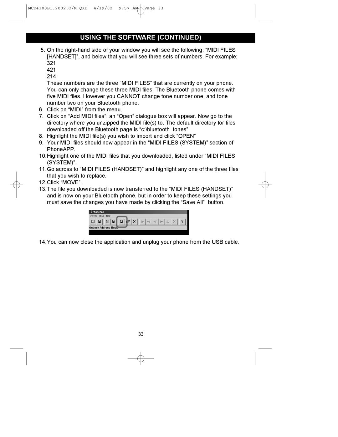 Memorex MCD4300BT operating instructions Using the Software 