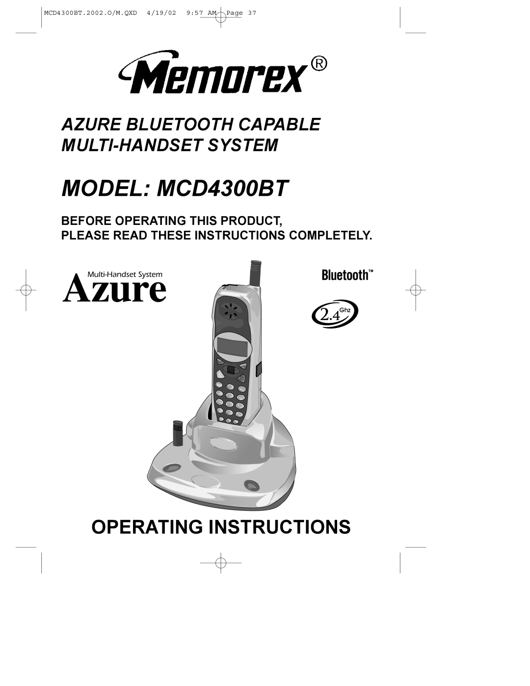 Memorex MCD4300BT operating instructions Before Operating This Product, Please Read These Instructions Completely 