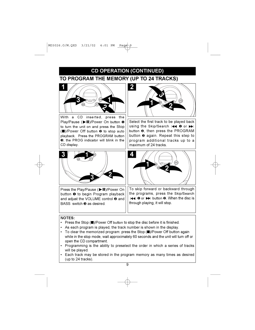 Memorex MD3026 manual To Program the Memory UP to 24 Tracks 