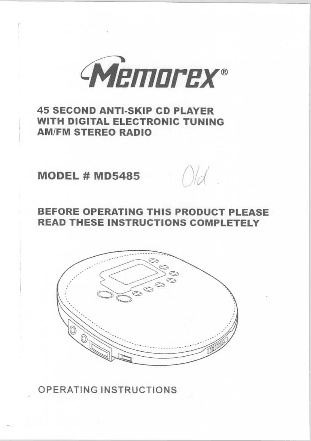 Memorex MD5485 manual 