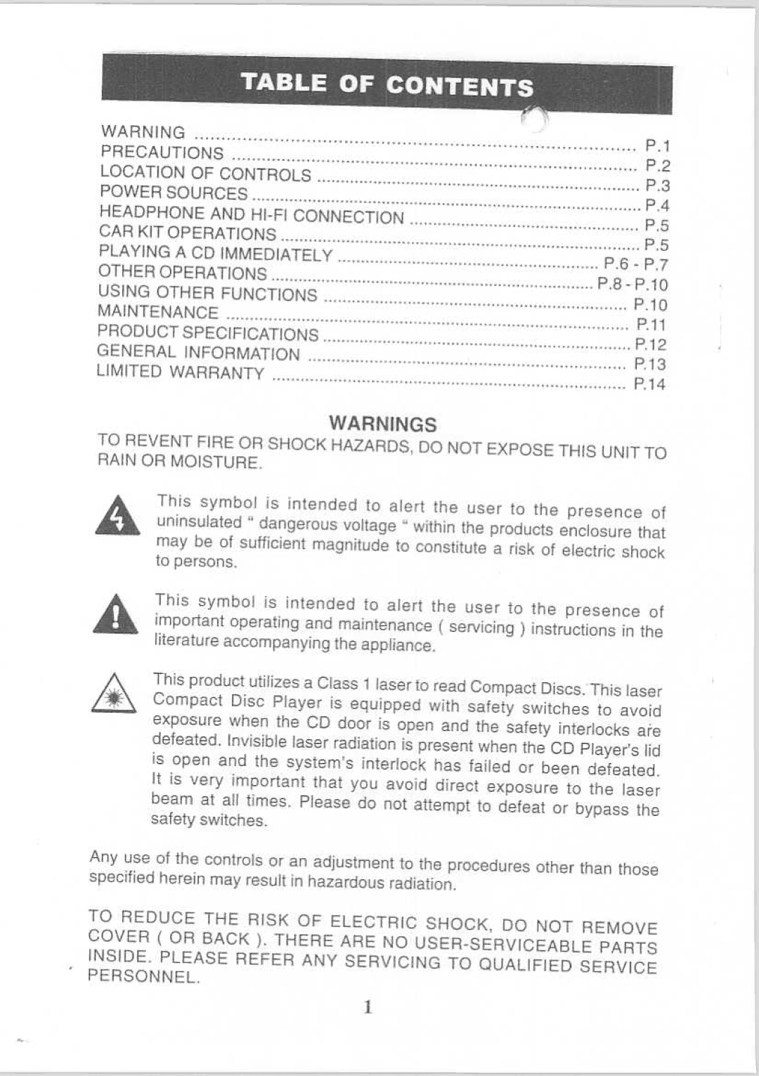 Memorex MD6126CP, MD6115 manual 