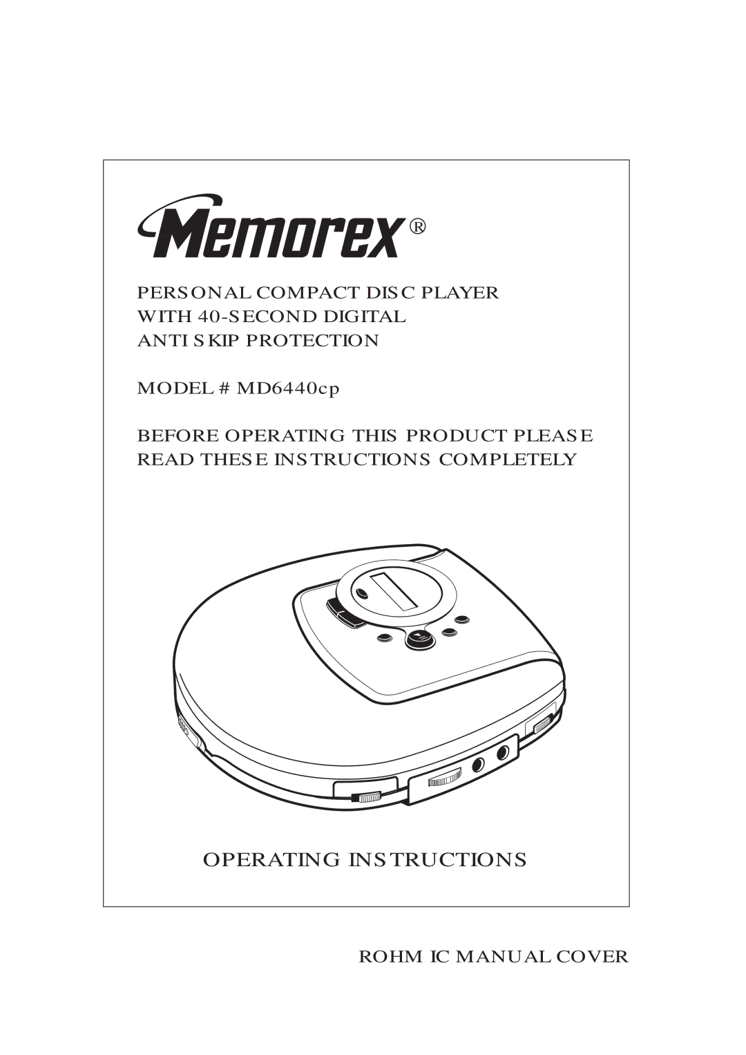 Memorex MD6440cp manual Operating Instructions 