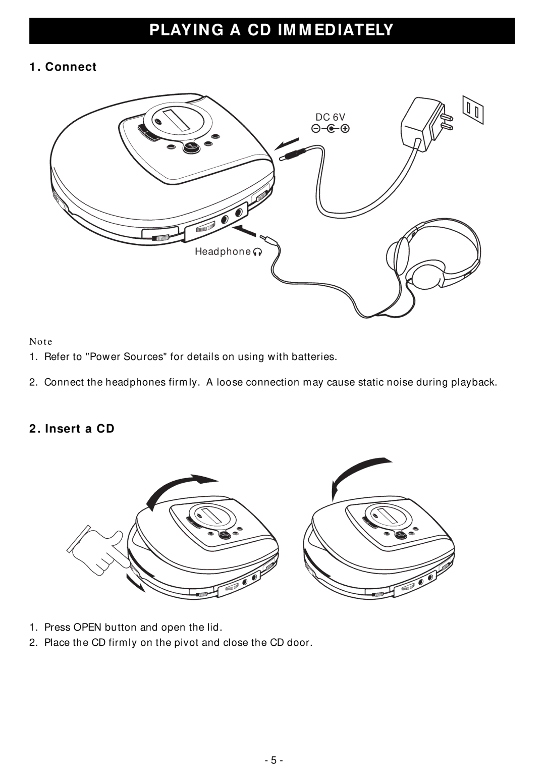 Memorex MD6440cp manual Playing a CD Immediately, Connect, Insert a CD 