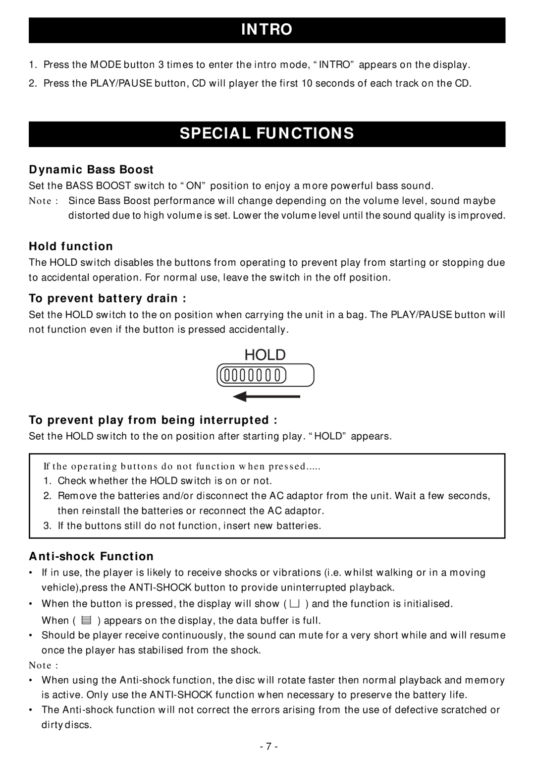 Memorex MD6440cp manual Intro, Special Functions 