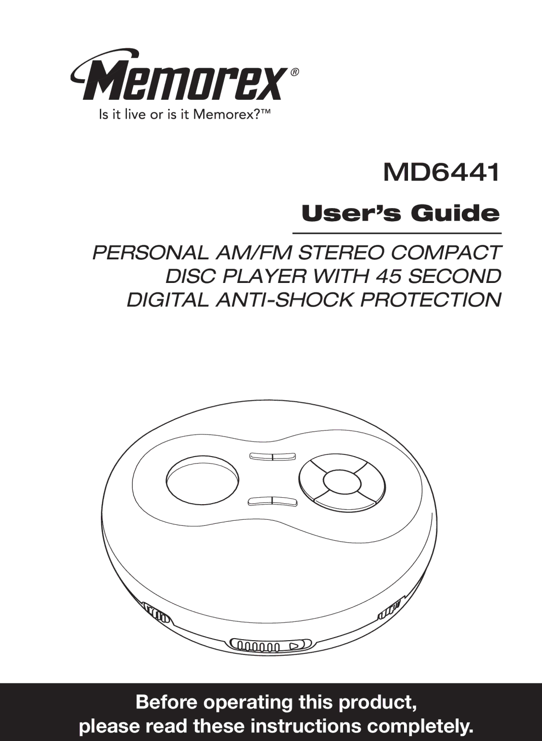 Memorex MD6441 manual 