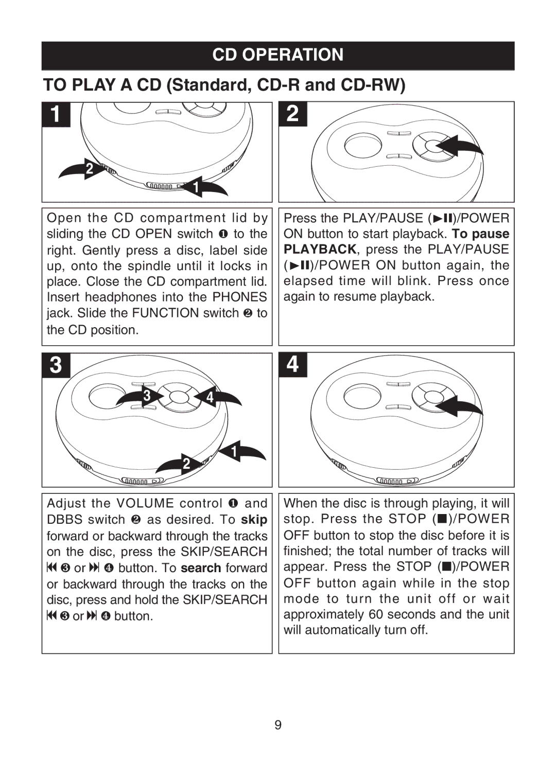 Memorex MD6441 manual CD Operation, To Play a CD Standard, CD-R and CD-RW 