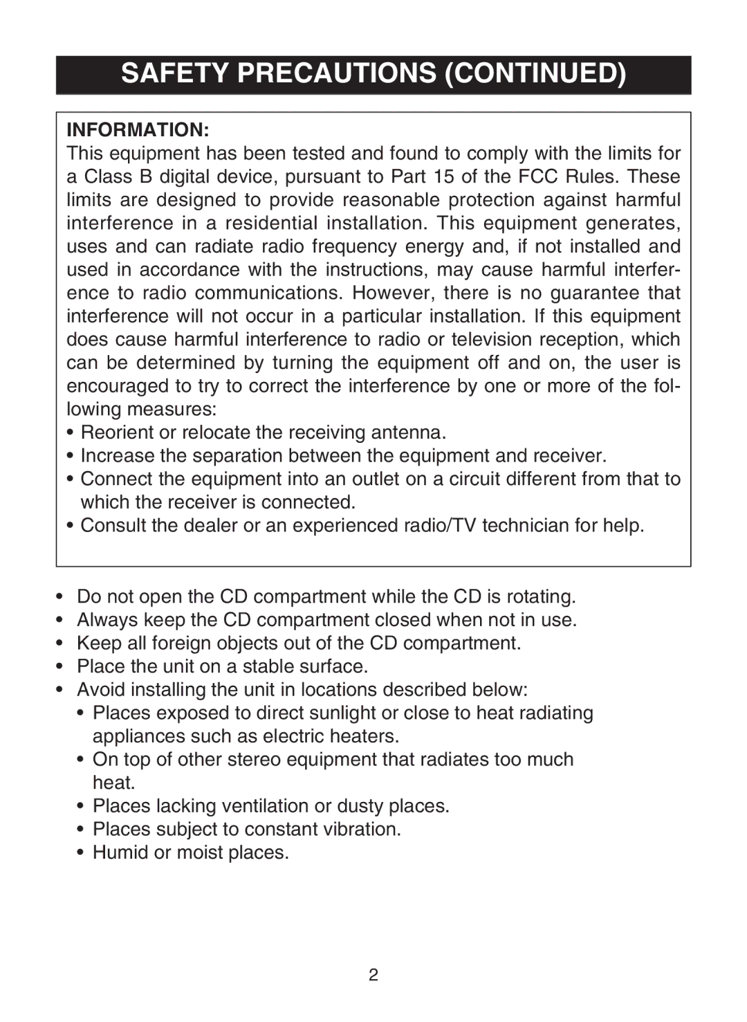 Memorex MD6441 manual Information 