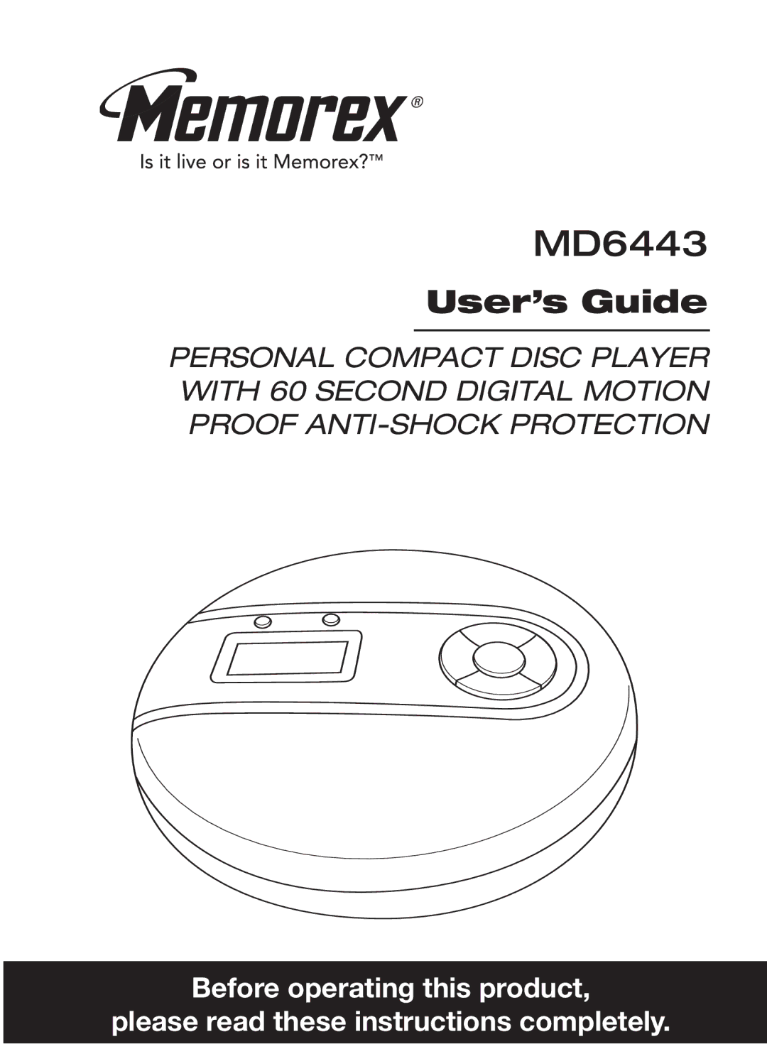 Memorex MD6443 manual 