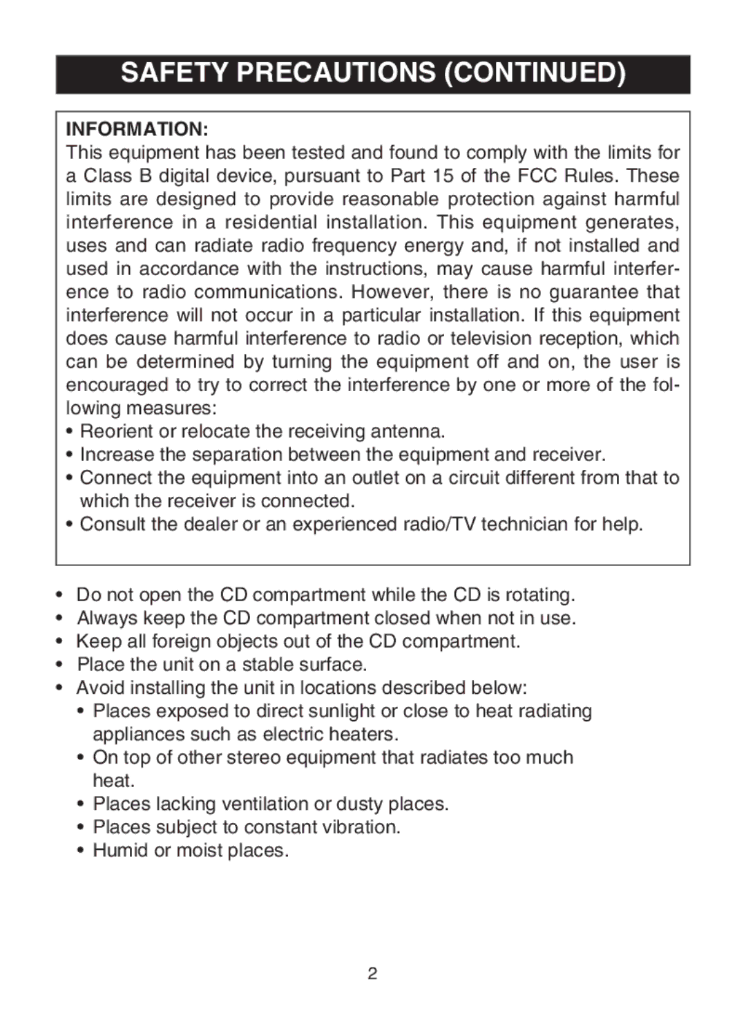 Memorex MD6443 manual Information 