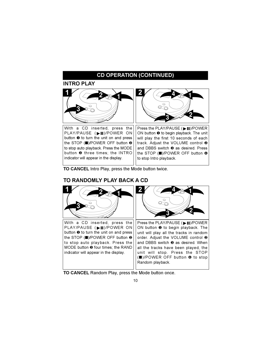 Memorex MD6456 manual Intro Play, To Randomly Play Back a CD 