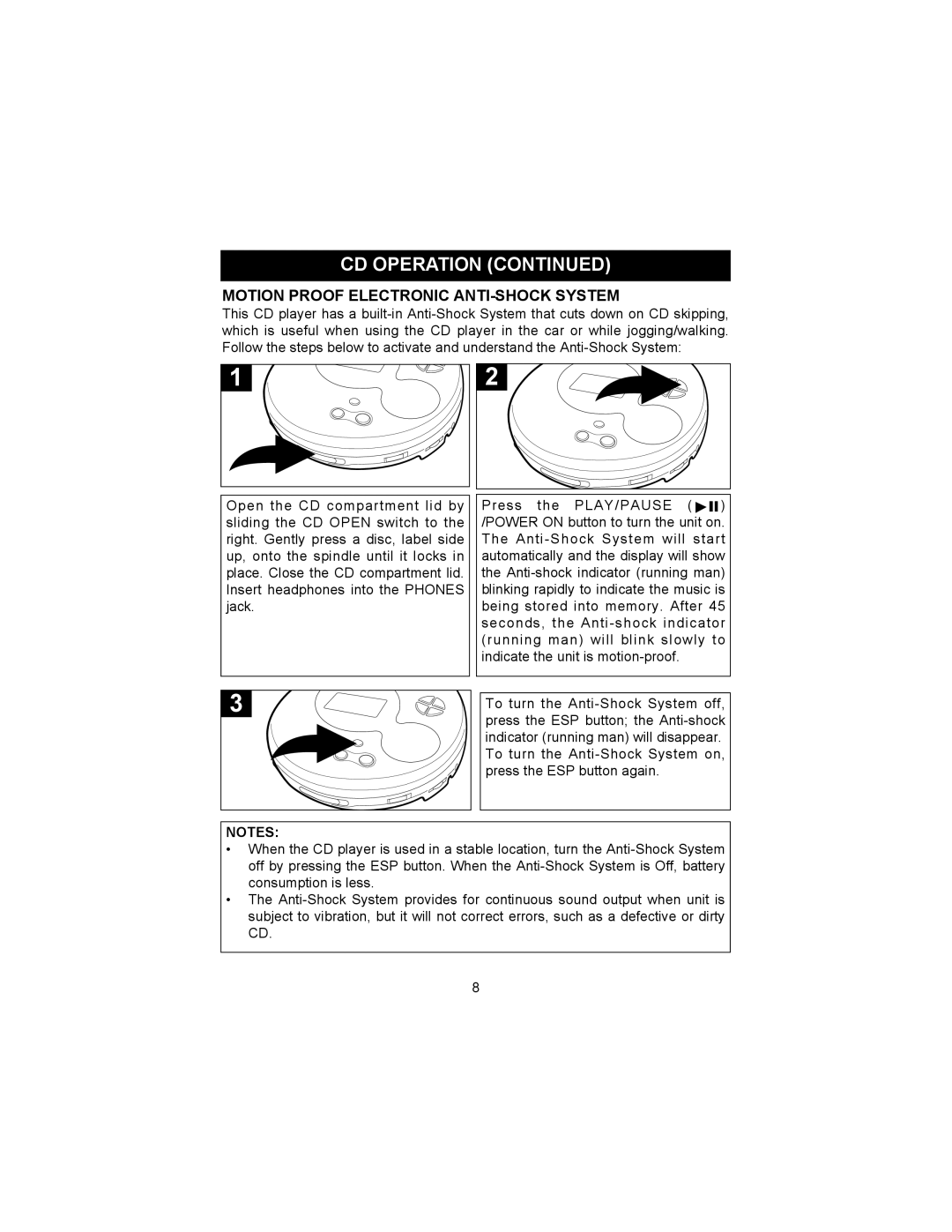 Memorex MD6456 manual Motion Proof Electronic ANTI-SHOCK System 