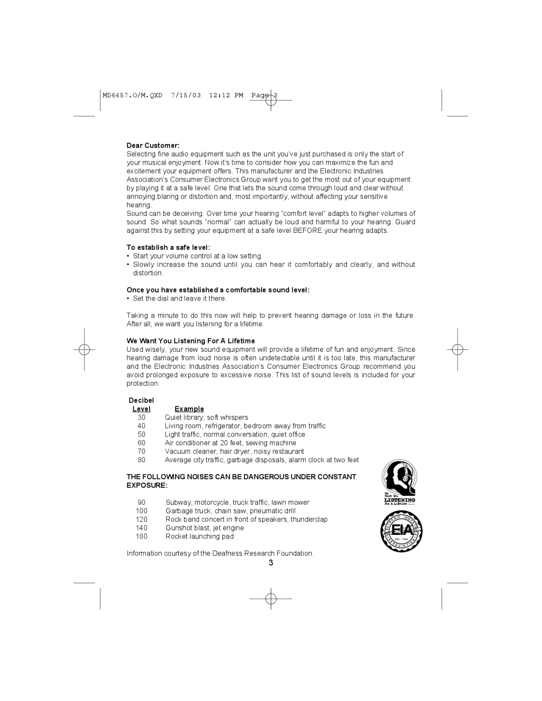 Memorex MD6457CP manual Eia S 