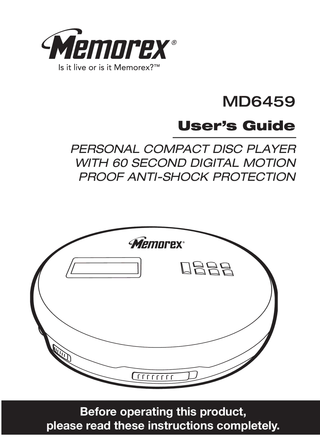 Memorex MD6459 manual 