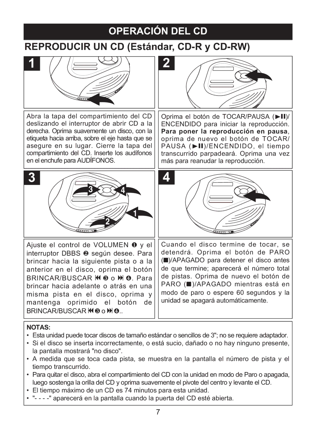 Memorex MD6460 manual Operación DEL CD, Reproducir UN CD Estándar, CD-R y CD-RW 