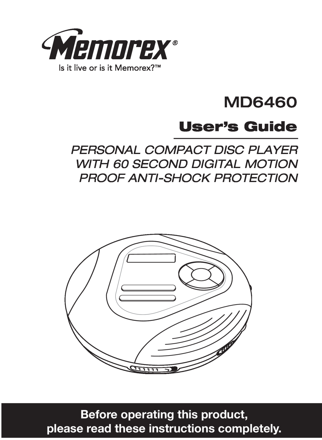 Memorex MD6460 manual User’s Guide, Before operating this product, please read these instructions completely 