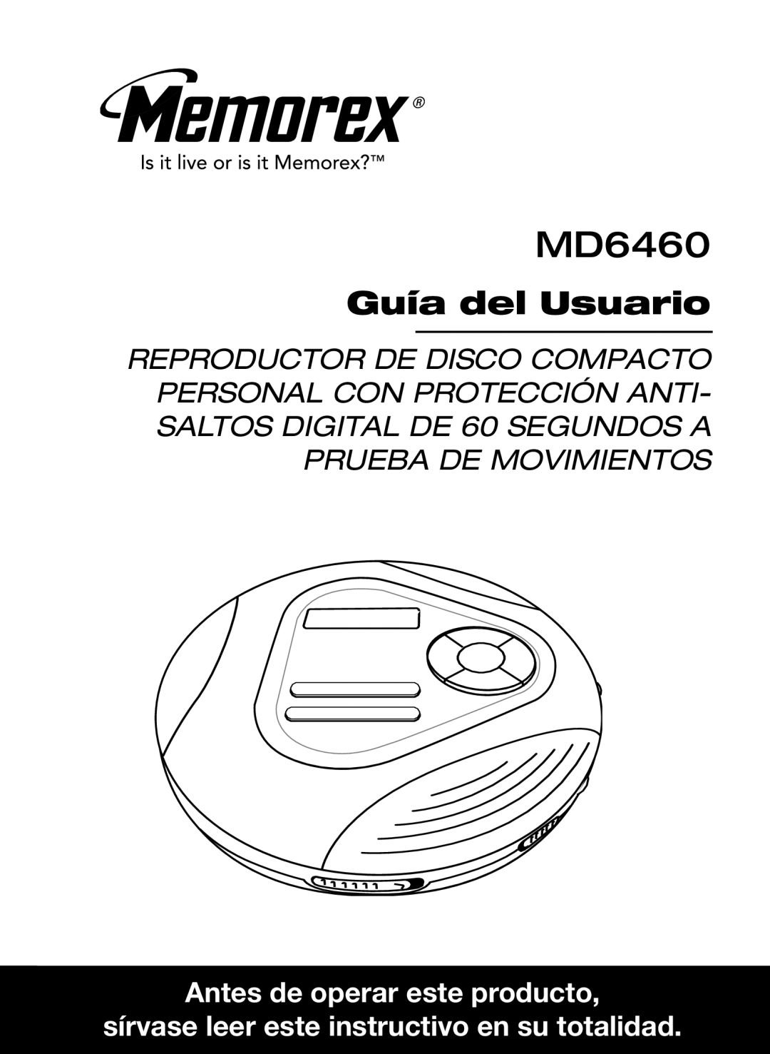 Memorex MD6460 manual Guía del Usuario, Antes de operar este producto, sírvase leer este instructivo en su totalidad 